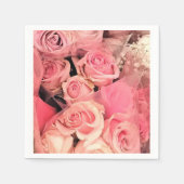 Romantische bruiloft roze roos cocktail servetten (Voorkant)