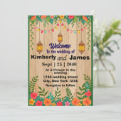 Romantische bruiloft uitnodiging (Staand voorkant)