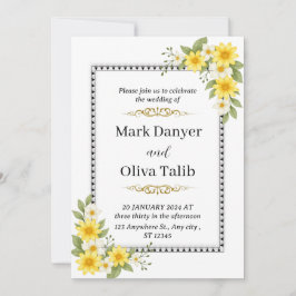 Romantische bruiloft uitnodiging |  sjabloon