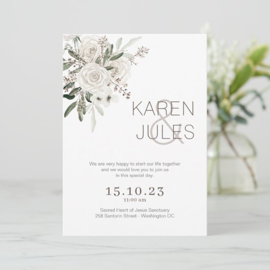 Romantische bruiloft uitnodiging W-ROM-004 (Staand voorkant)