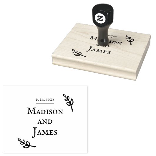 Romantische bruiloft zelfgemaakt rubberstempel (Gestempeld)