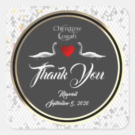 Romantische bruiloft zwaan vierkante sticker
