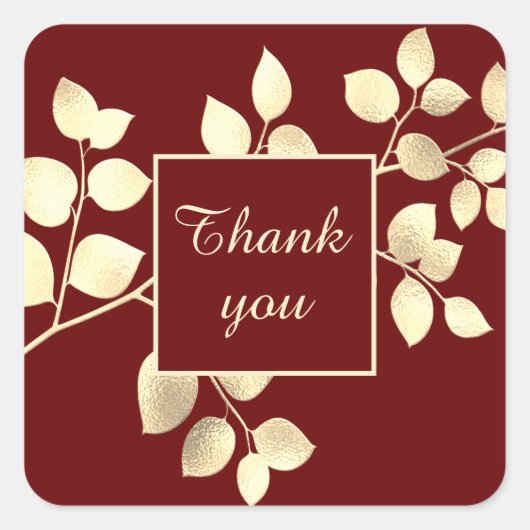 Romantische bruine gouden bladeren vierkante stick sticker (Voorkant)