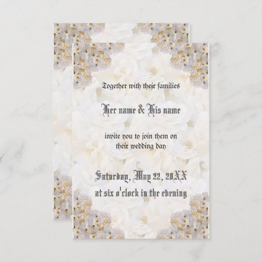 Romantische bruine rozen huwelijksuitnodiging (Voorkant / Achterkant)