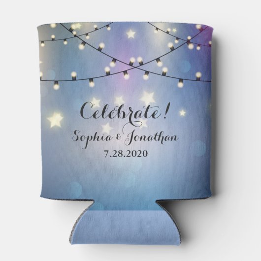 Romantische Buiten Trouw Twinkelende Sliert Lichtj Blikjeskoeler (Achterkant)