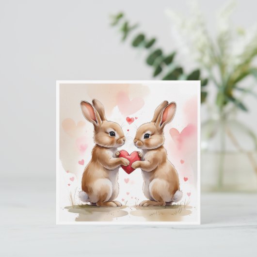 Romantische Bunny Kaart (Staand voorkant)