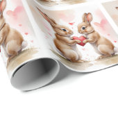 Romantische Bunny Kaart Cadeaupapier (Rol Hoek)