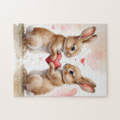 Romantische Bunny Kaart Legpuzzel (Horizontaal)