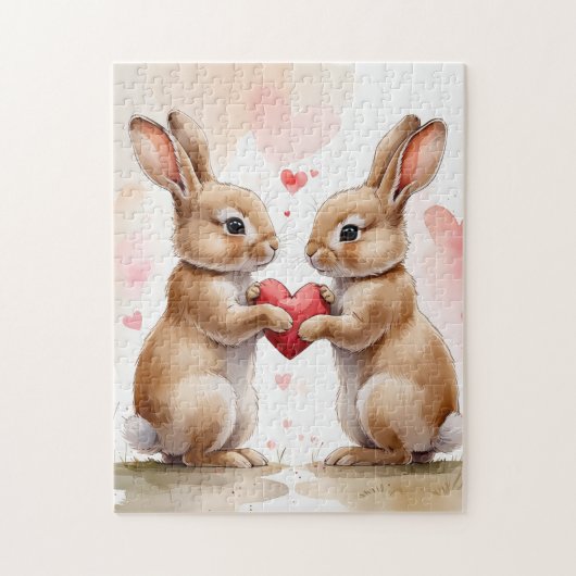 Romantische Bunny Kaart Legpuzzel (Verticaal)