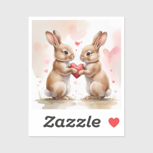 Romantische Bunny Kaart Sticker (Vel)