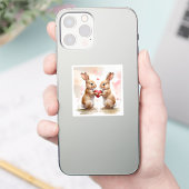 Romantische Bunny Kaart Sticker (Telefoon)