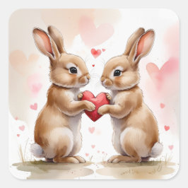 Romantische Bunny Kaart Vierkante Sticker