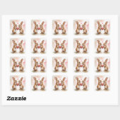 Romantische Bunny Kaart Vierkante Sticker (Vel)
