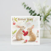 Romantische Bunny Kaart - voor altijd van jou (Staand voorkant)