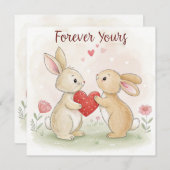 Romantische Bunny Kaart - voor altijd van jou (Voorkant / Achterkant)