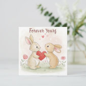 Romantische Bunny Kaart - voor altijd van jou (Staand voorkant)