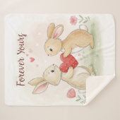 Romantische Bunny Kaart - voor altijd van jou Sherpa Deken (Voorkant (horizontaal))