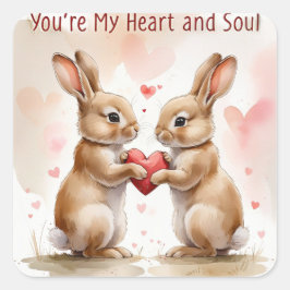 Romantische Bunny Kaart - voor altijd van jou Vierkante Sticker