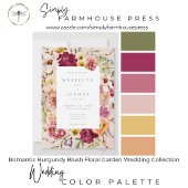 Romantische Burgundy Blush Bloemetuin Bruiloft Kaart