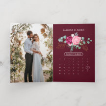 Romantische Burgundy Blush Roze Bloemige Save The