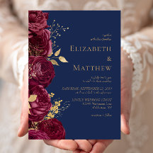 Romantische Burgundy Navy Blauwe Gouden Bloem Brui