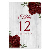 Romantische Burgundy Rood Roos Rustieke Trouwdag Kaart (Achterkant)
