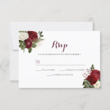Romantische Burgundy Rood Witte Bloemige Trouw-Huw