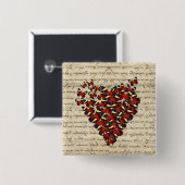 Romantische  butterie vierkante button 5,1 cm (Voorkant /achterkant)