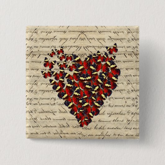 Romantische  butterie vierkante button 5,1 cm (Voorkant)