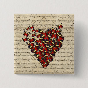 Romantische  butterie vierkante button 5,1 cm