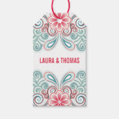 Romantische cadeaubijlage met bloemen en krullen cadeaulabel (Voorkant)