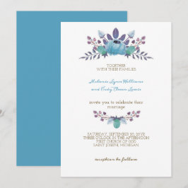 Romantische Cadet Blauwe Bloemen Kroon Huwelijk Kaart