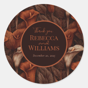 Romantische Calla Lelies Accent Moderne Trouwdag Ronde Sticker