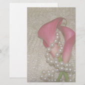 Romantische Calla Lelies & Parels Stationery Briefpapier (Voorkant / Achterkant)