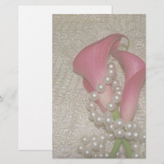 Romantische Calla Lelies & Parels Stationery Briefpapier (Voorkant / Achterkant)
