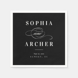 Romantische Calligrafie Black en White Wedding Servet