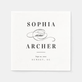 Romantische Calligrafie Black en White Wedding Servet