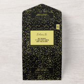 Romantische Calligrafie Black & Gold Wedding All In One Uitnodiging (Buitenkant)