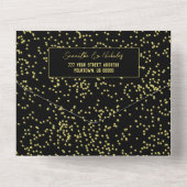 Romantische Calligrafie Black & Gold Wedding All In One Uitnodiging (Achterkant)