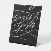 Romantische Calligrafie Donkere zwarte Kaarten en  Reclamebord Met Voetstuk (Voorkant)