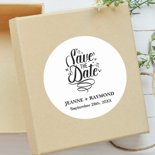 Romantische Calligrafie Huwelijk Op Maat Bewaar de Ronde Sticker