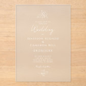 Romantische Calligrafie Klassieke Moderne Botanisc Acryl Uitnodigingen (Voorkant)