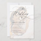 Romantische Calligrafie Overlay Foto Bruiloft Kaart (Voorkant)