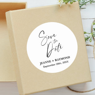 Romantische Calligrafie Trouwkaart 'Save the Date' Ronde Sticker