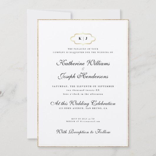 ROMANTISCHE CALLIGRAPHY&CLASSIC MONOGRAM WEDDING+R KAART (Voorkant)