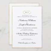 ROMANTISCHE CALLIGRAPHY&CLASSIC MONOGRAM WEDDING+R KAART (Voorkant / Achterkant)