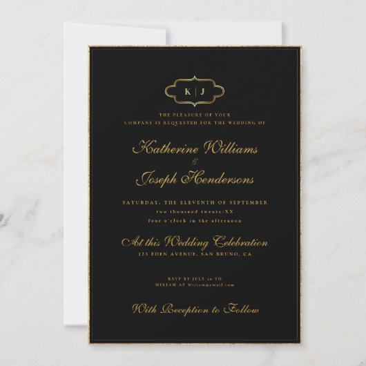ROMANTISCHE CALLIGRAPHY&CLASSIC MONOGRAM WEDDING+R KAART (Voorkant)