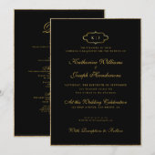 ROMANTISCHE CALLIGRAPHY&CLASSIC MONOGRAM WEDDING+R KAART (Voorkant / Achterkant)