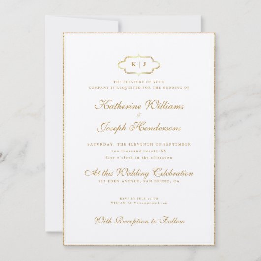ROMANTISCHE CALLIGRAPHY&CLASSIC MONOGRAM WEDDING+R KAART (Voorkant)