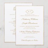 ROMANTISCHE CALLIGRAPHY&CLASSIC MONOGRAM WEDDING+R KAART (Voorkant / Achterkant)